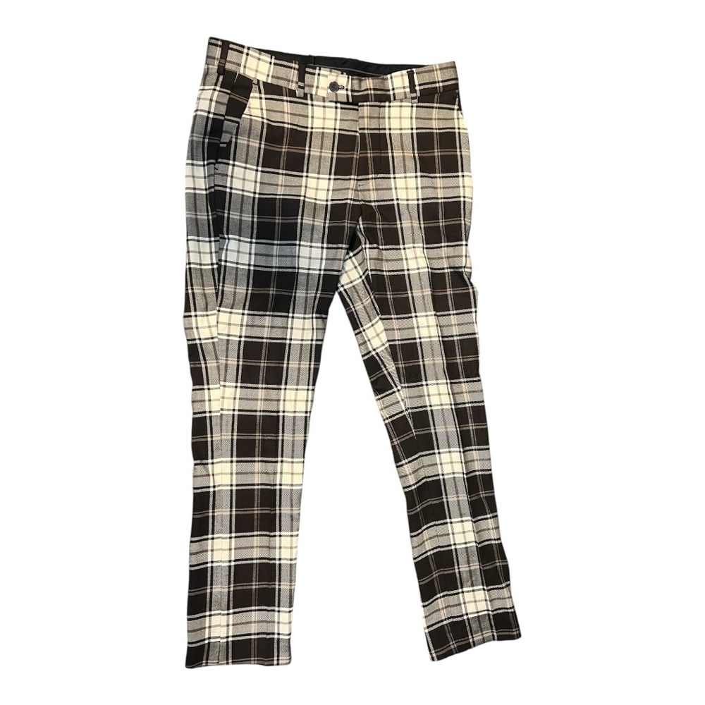 Boohoo Black and White Trousers with Classic Plaid Pattern